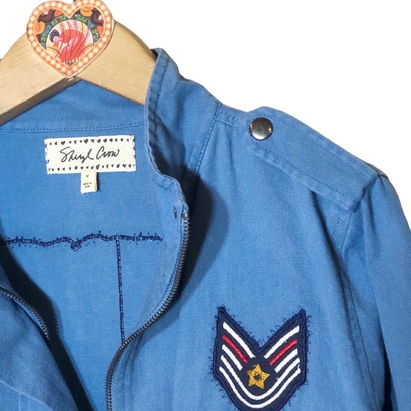 Sheryl Crow patriotic Blue Military Flag patch Utility Cargo Jacket M dr… - Picture 5 of 8